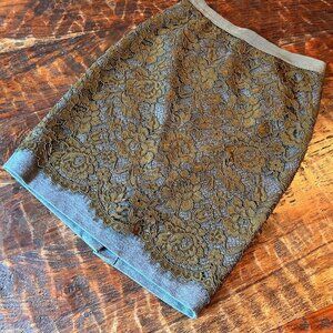 Green Lace Ann Taylor Loft Pencil Skirt Sz 2